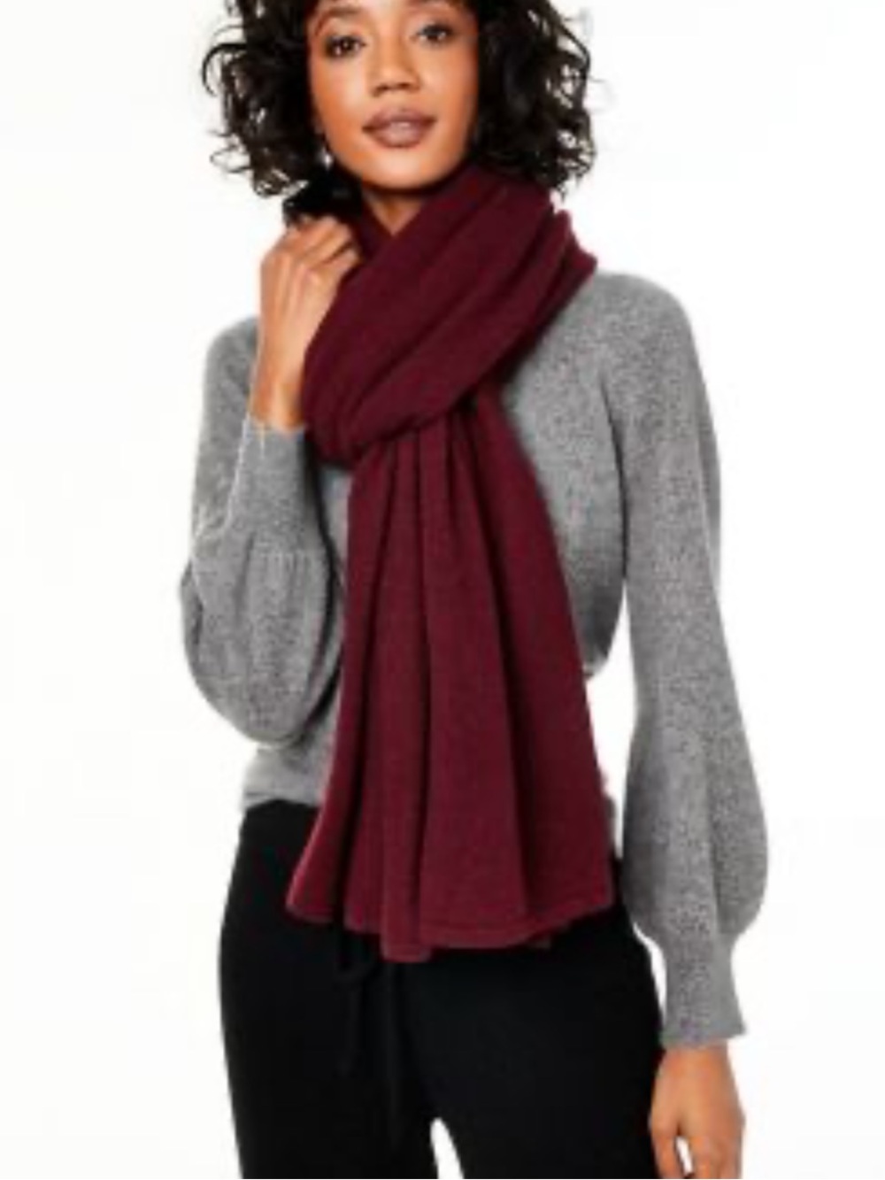 Charter Club Women's 100% Cashmere Oversized Scarf Large Burgundy Scarf
